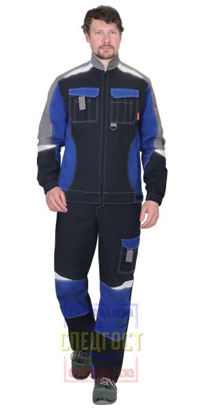 Куртка "АРТ 60304": синяя с васильковым и серым, СОП