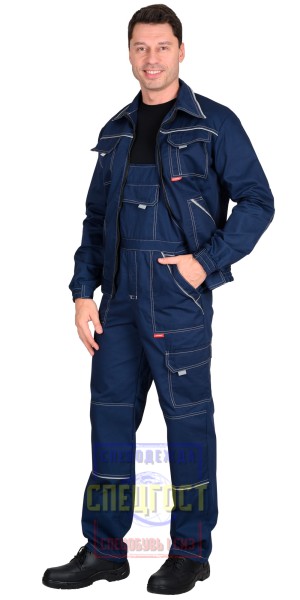 Костюм "АРТ. 18626": куртка кор.,п/к синий со светло-серым и СВ кантом на молнии