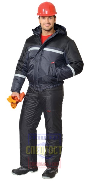 Костюм "АРТ. 10084" зимний: куртка, брюки тёмно-серый с чёрным и СОП