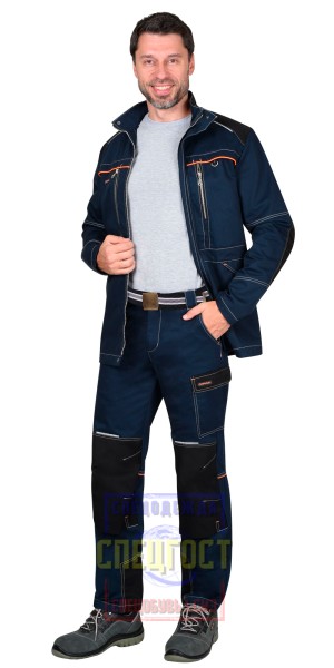 Куртка "АРТ 60340" удл. синяя с черным