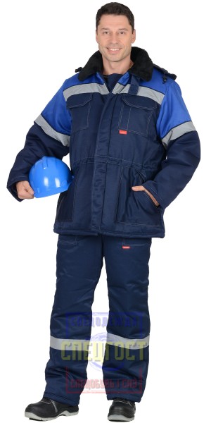 Костюм "АРТ. 17502": куртка , п/к., темно-синий с васильковым с СОП 50мм