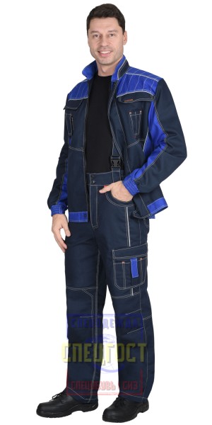 Костюм "АРТ. 18674" (тк. Панакота) Куртка, брюки, синий с васильковым