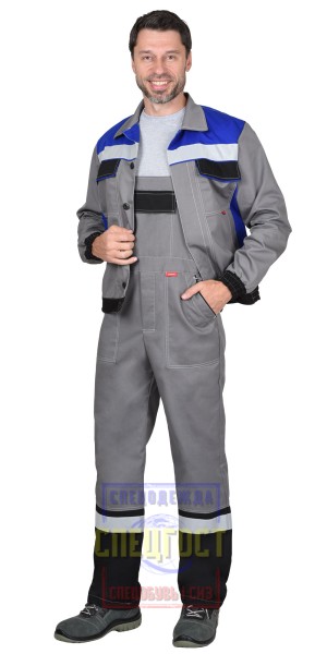 Костюм "АРТ. 58785" куртка, полукомбинезон средне-серый с васильковым и СОП