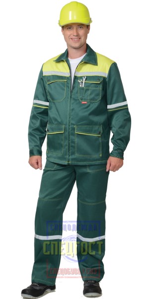 Костюм "АРТ. 10013": куртка, брюки зелёный с жёлтым и СОП 25 мм. тк.CROWN-230