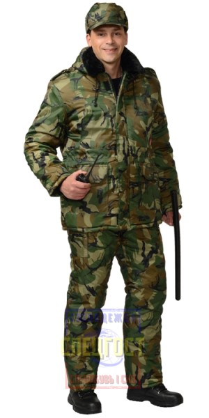 Костюм "АРТ. 10768" зимний: куртка дл., полукомбинезон КМФ зелёный