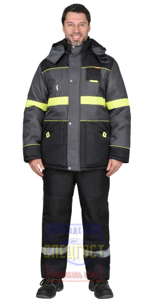 Куртка "АРТ. 55522" зимняя, черная с т.серым и лимонным и СОП 50мм