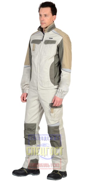 Костюм "АРТ. 18722" куртка, брюки, молочный с оливой, песочным и СОП Тк. Rodos
