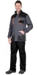 Куртка "АРТ.  16480" длинная темно-серая с оранжевым и черным