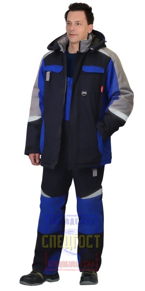 Костюм "АРТ. 65000": зимний куртка дл., п/комбинезон синий с васильковым и СОП