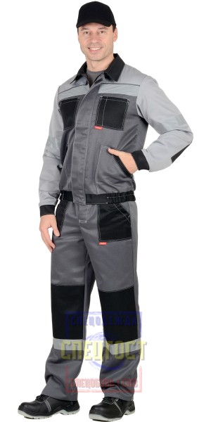 Костюм "АРТ. 17690" куртка, брюки т.серый со св.серым и черным СОП 50мм