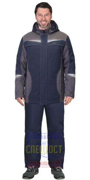 Куртка "АРТ 65012" зимняя, синяя с серым