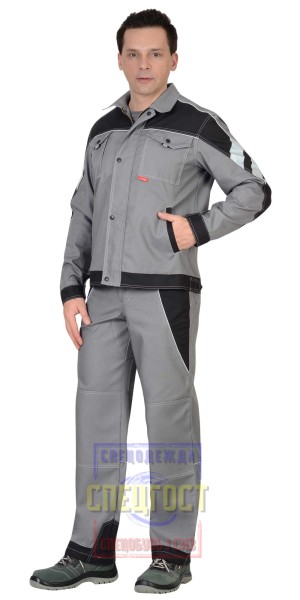 Костюм "АРТ. 18915" кор.куртка, брюки, серый с черным
