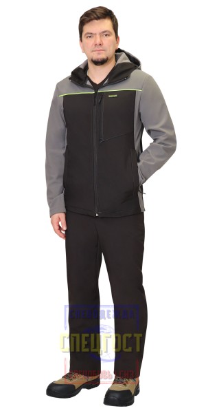 Куртка "АРТ. 58955" удл. черная с серым (ЧЗ)