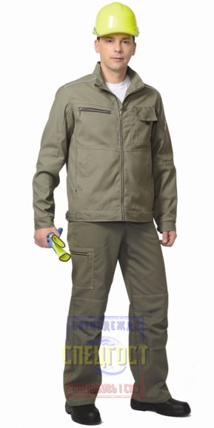 Костюм "АРТ. 10243" летний: куртка короткая, брюки оливковый
