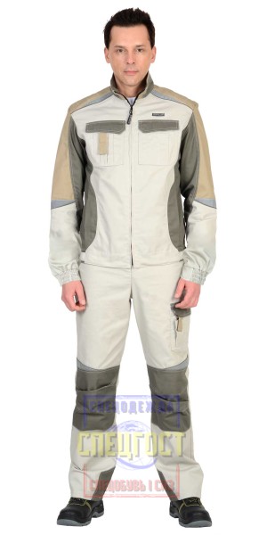 Куртка "АРТ. 16652" молочная с оливой и песочным и СОП Тк. Rodos