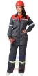 Костюм "АРТ. 10012" женский: куртка, брюки серый с красным и СОП 25 мм. тк.CROWN-230