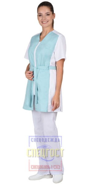 Блуза "АРТ. 59601" женская мятная с белым