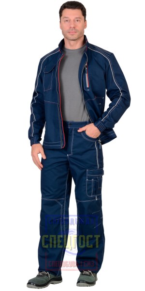 Костюм "АРТ. 17902" летний мужской: куртка, брюки, темно-синий