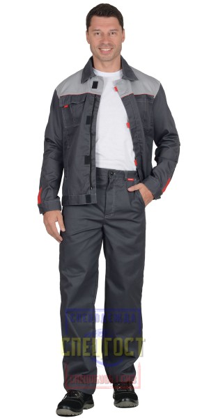 Костюм "АРТ. 10036" летний: куртка, брюки тёмно-серый с серым