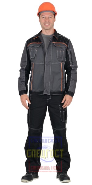 Костюм "АРТ.  16913": куртка, п/к серый, цв. серый с оранжевым кантом