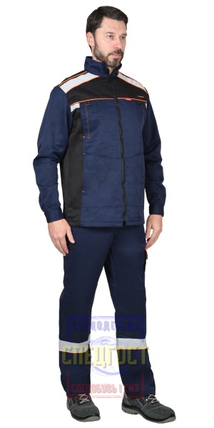 Костюм "АРТ. 52140" куртка,брюки, синий с черным и СОП 50 мм