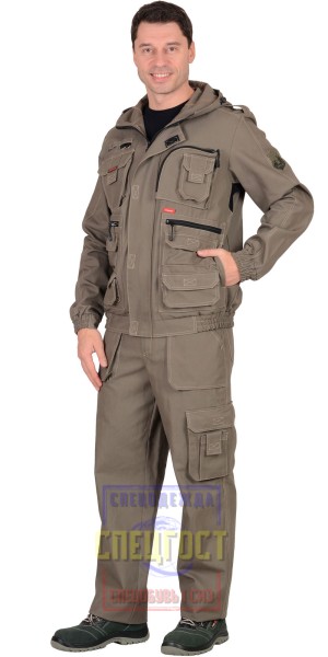 Костюм "АРТ. 19402" летний: куртка кор., брюки ткань 100% х/б, КМФ Темный песок