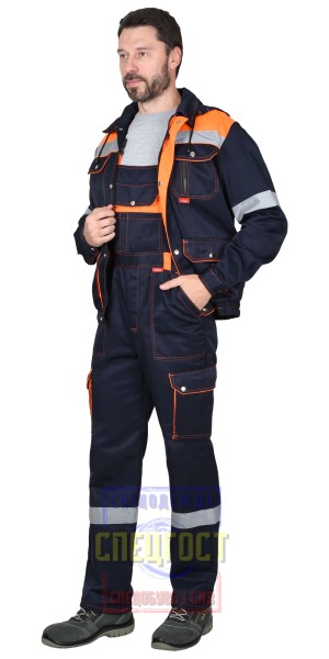 Костюм "АРТ. 52176": куртка кор., п/к. т. синий с оранжовый и СОП