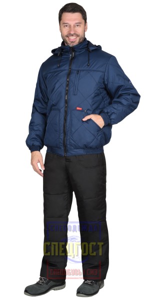 Куртка "АРТ. 10599" мужская, с капюшоном, темно-синяя (ТР ТС 019/2003)