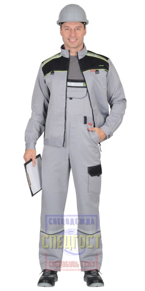 Костюм "АРТ. 15595" летн.: куртка, п/к. св.серый с черным тк.CROWN-230