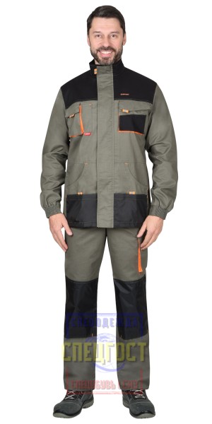 Куртка "АРТ. 51000" удлиненная, оливковая с оранжевым и черным