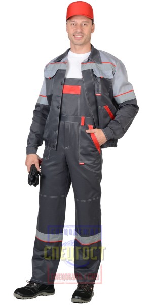 Костюм "АРТ. 15708": куртка, п/к т-серый со св.серым и красным и СОП 50мм