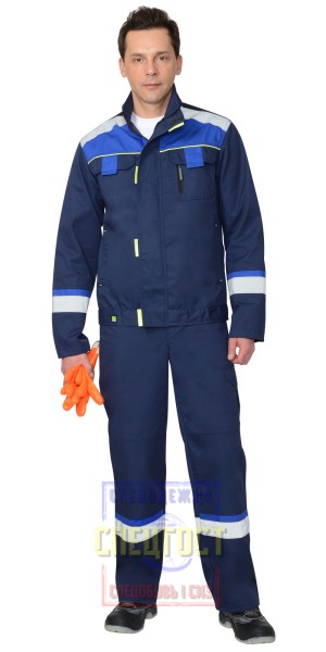 Куртка "АРТ. 10062" темно-синий с васильковой и чер. отд