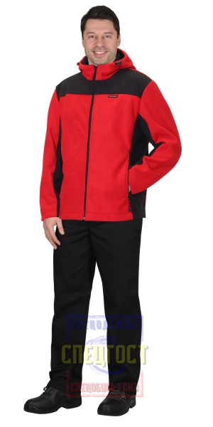 Куртка флисовая "АРТ. 56044" (флис дублированный) красная с черным