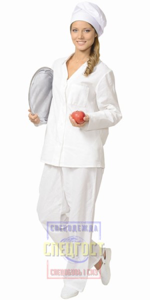 Костюм повара "АРТ. 10435" женский: куртка, брюки белый