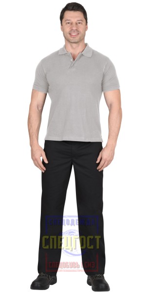 Рубашка-поло "АРТ. 59216" короткие рукава св.серая, рукав с манжетом, пл.180 г/кв.м.