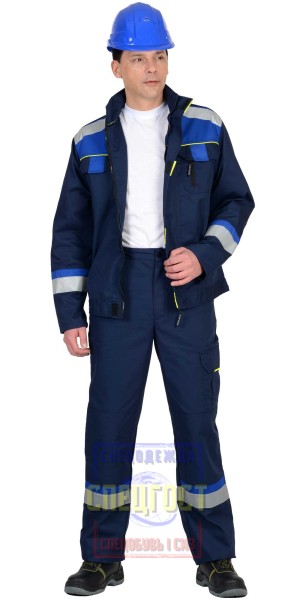 Костюм "АРТ. 10286": куртка,брюки темно-синий с васильковой и чер. отд