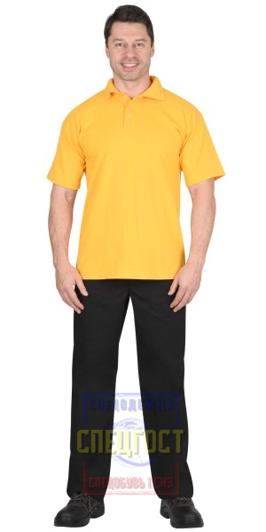 Рубашка-поло "АРТ. 59234" короткие рукава желтая, рукав с манжетом, пл.180 г/кв.м.