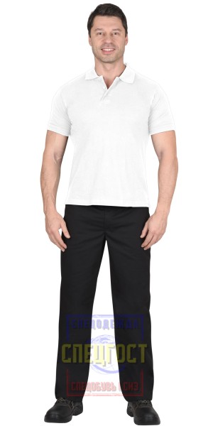 Рубашка-поло "АРТ. 59243" короткие рукава белая, рукав с манжетом, пл.180 г/кв.м.