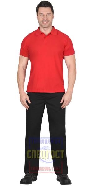 Рубашка-поло "АРТ. 59261" короткие рукава красная, рукав с манжетом, пл.180 г/кв.м.