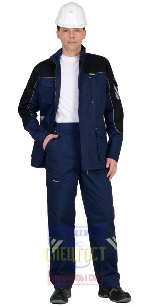 Костюм "АРТ. 10292" мужской: куртка, брюки (темно-синий с черным) тк.Родос
