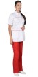 Костюм "АРТ. 54843" женский: блуза, брюки, (белый с красным)