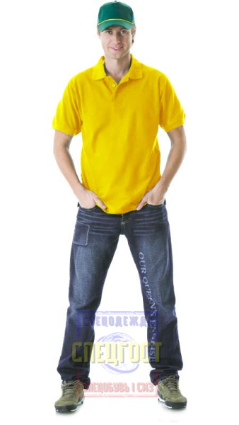 Рубашка-поло "АРТ. 10295" короткие рукава желтая, пл. 205 г/кв.м