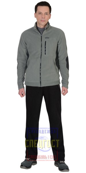 Куртка флисовая "АРТ. 17331"  серая отделка черная (ЧЗ)