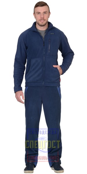 Куртка флисовая "АРТ. 17341" синяя, отделка синяя