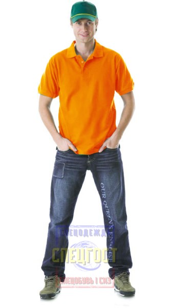 Рубашка-поло "АРТ. 10298" короткие рукава оранжевая, пл. 205 г/кв.м