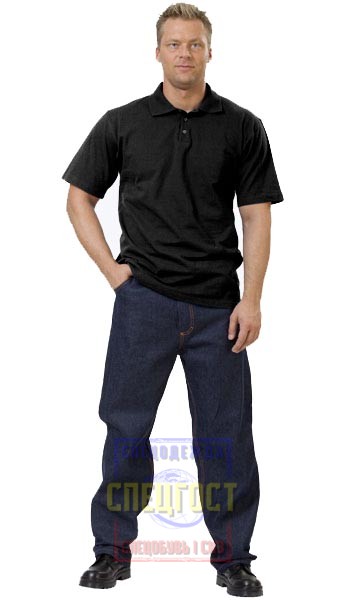 Рубашка-поло "АРТ. 10300" короткие рукава чёрная, пл. 205 г/кв.м