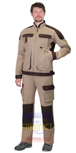 Куртка "АРТ 60160" короткая песочная с т.коричневым тк. мех. стрейч с ВО