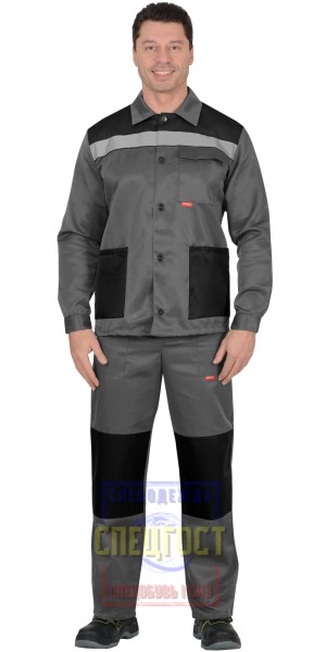 Костюм "АРТ. 53857": куртка, брюки средне-серый с черным и СОП