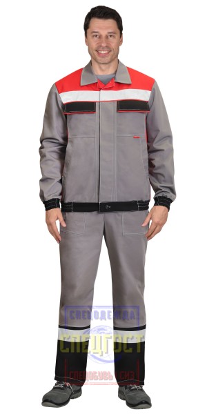 Куртка "АРТ. 58648" 4120 средне-серая с красным и СОП